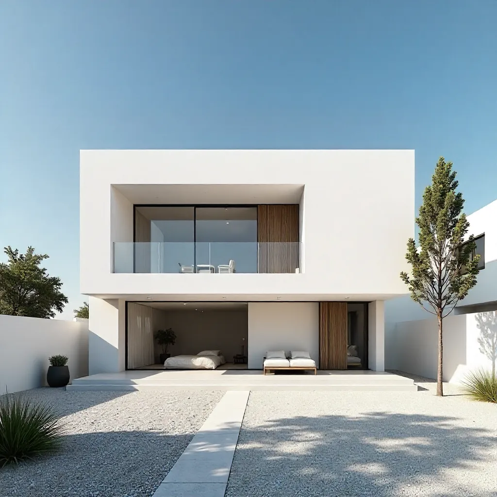 Elegant Minimalist Architecture Under a Clear Blue Sky