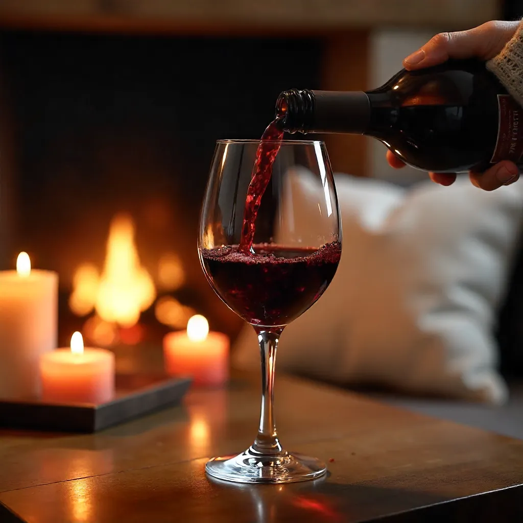 Cozy Indoor Dining: Hand Pours Red Wine