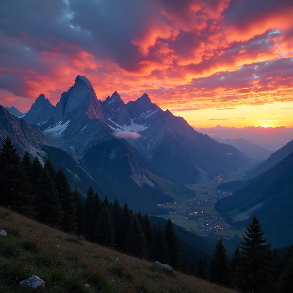 Dramatic Resinelli Sunset Over Silhouetted Peaks
