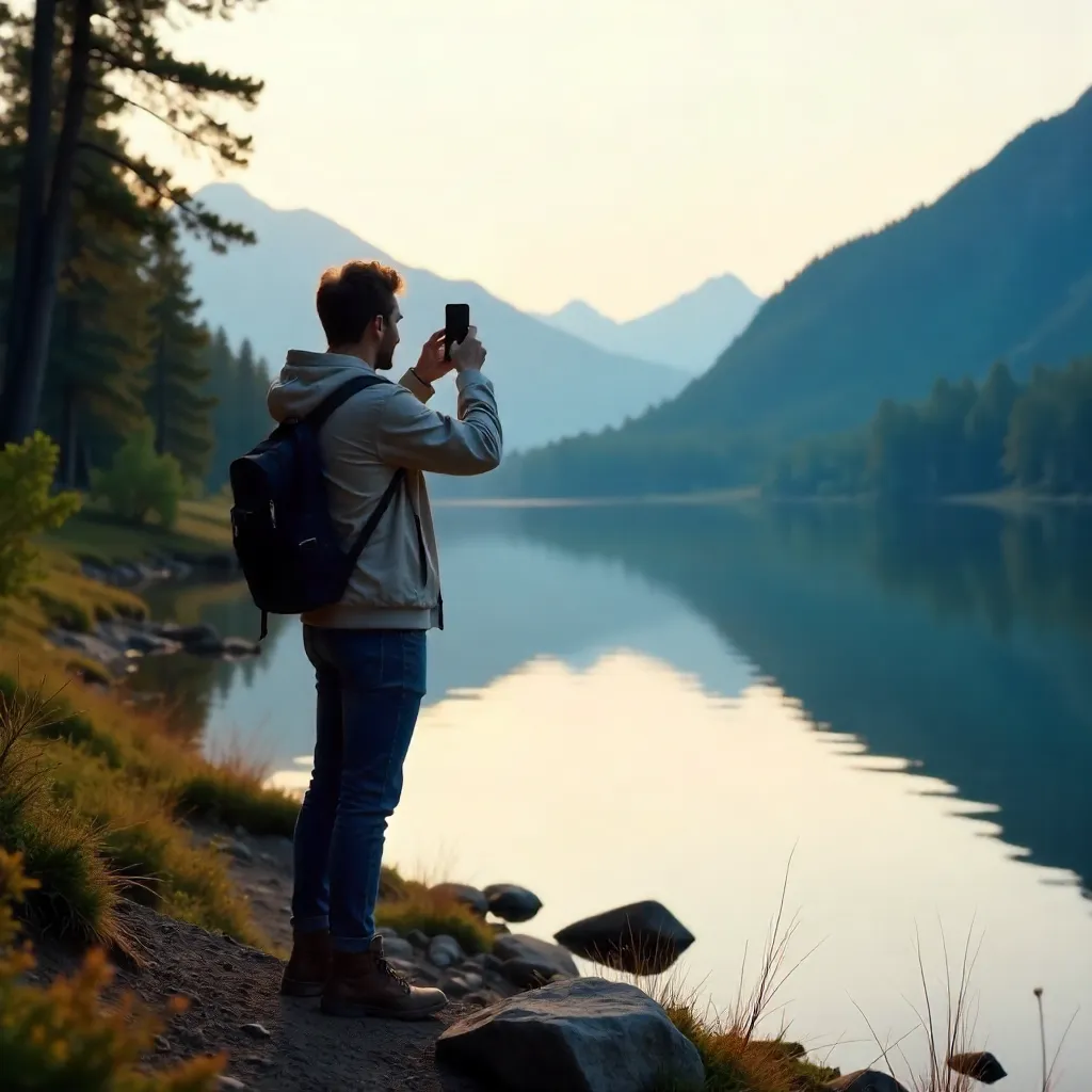 Golden Hour Lake Photo with Smartphone
