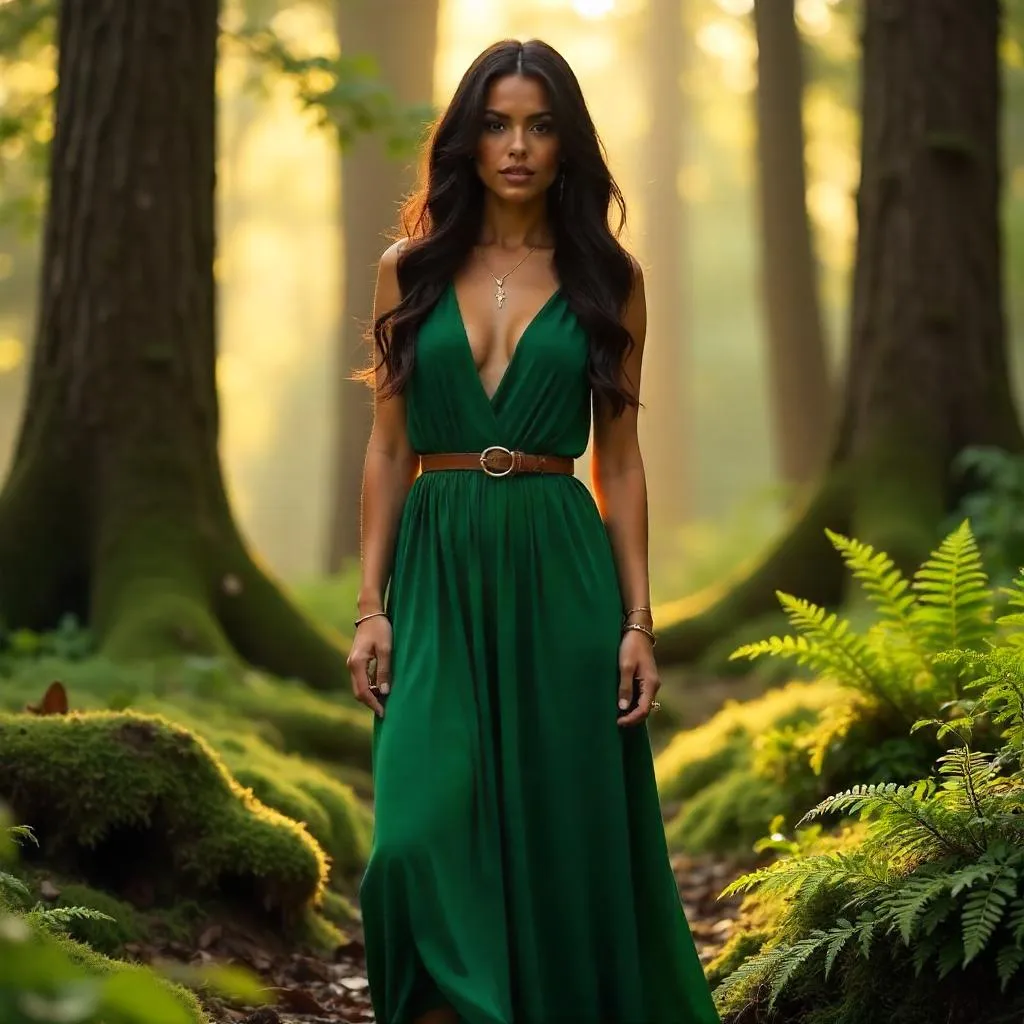 Forest Elegance: Photorealistic Latina in the Woods