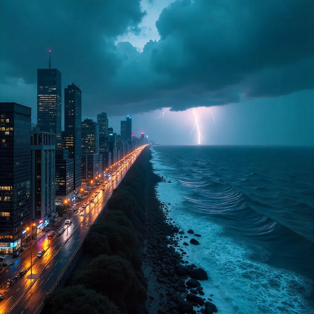 Stormbound Aerial: City Meets Ocean