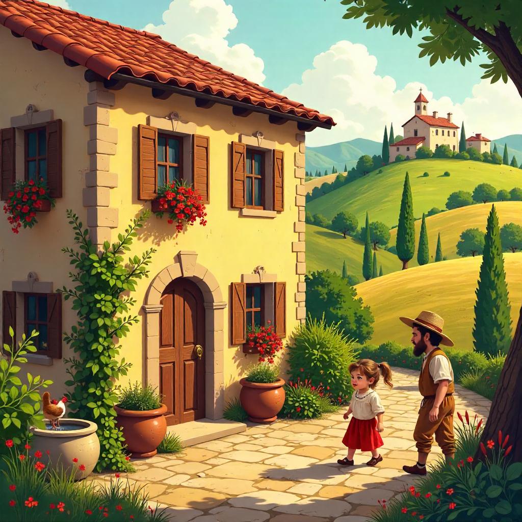 Whimsical Renaissance Cottage in Cartoon Italy