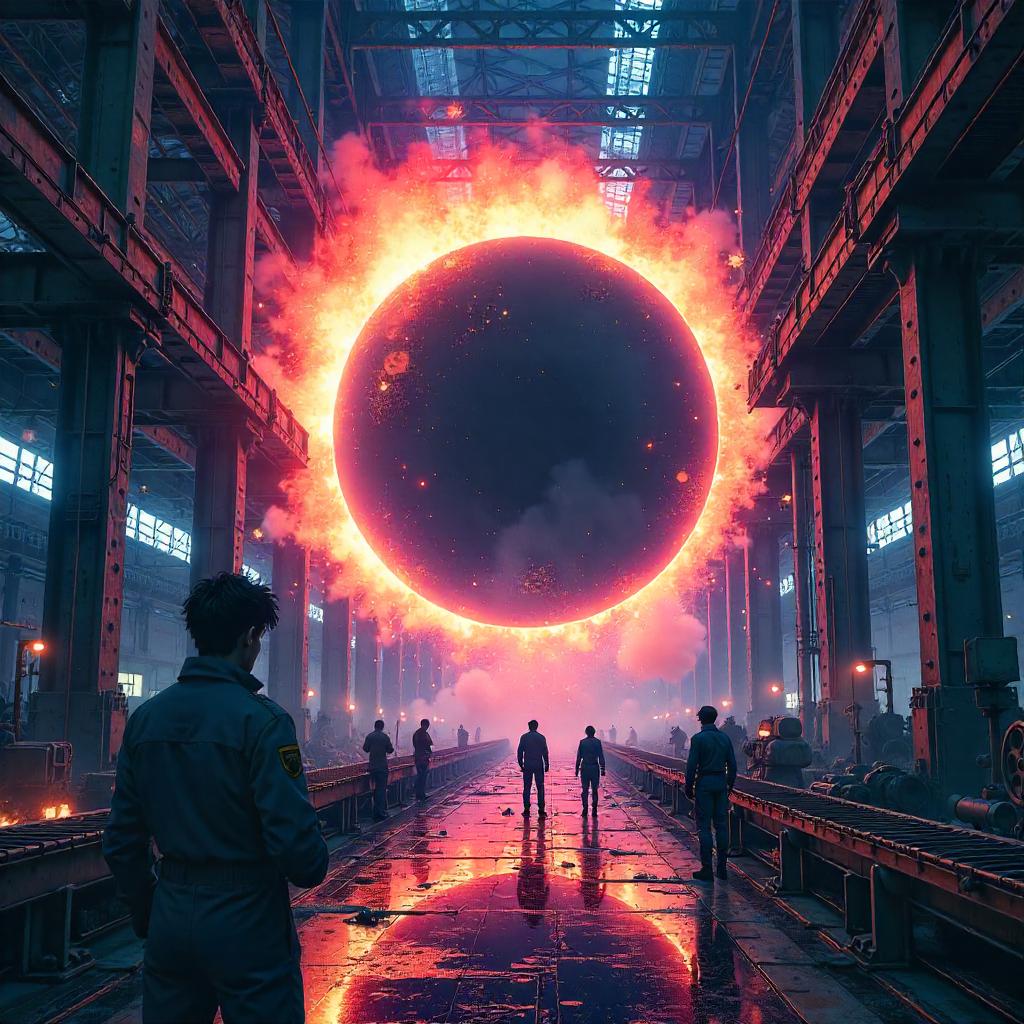 Black Hole in a Neon Gear Factory - Anime Style