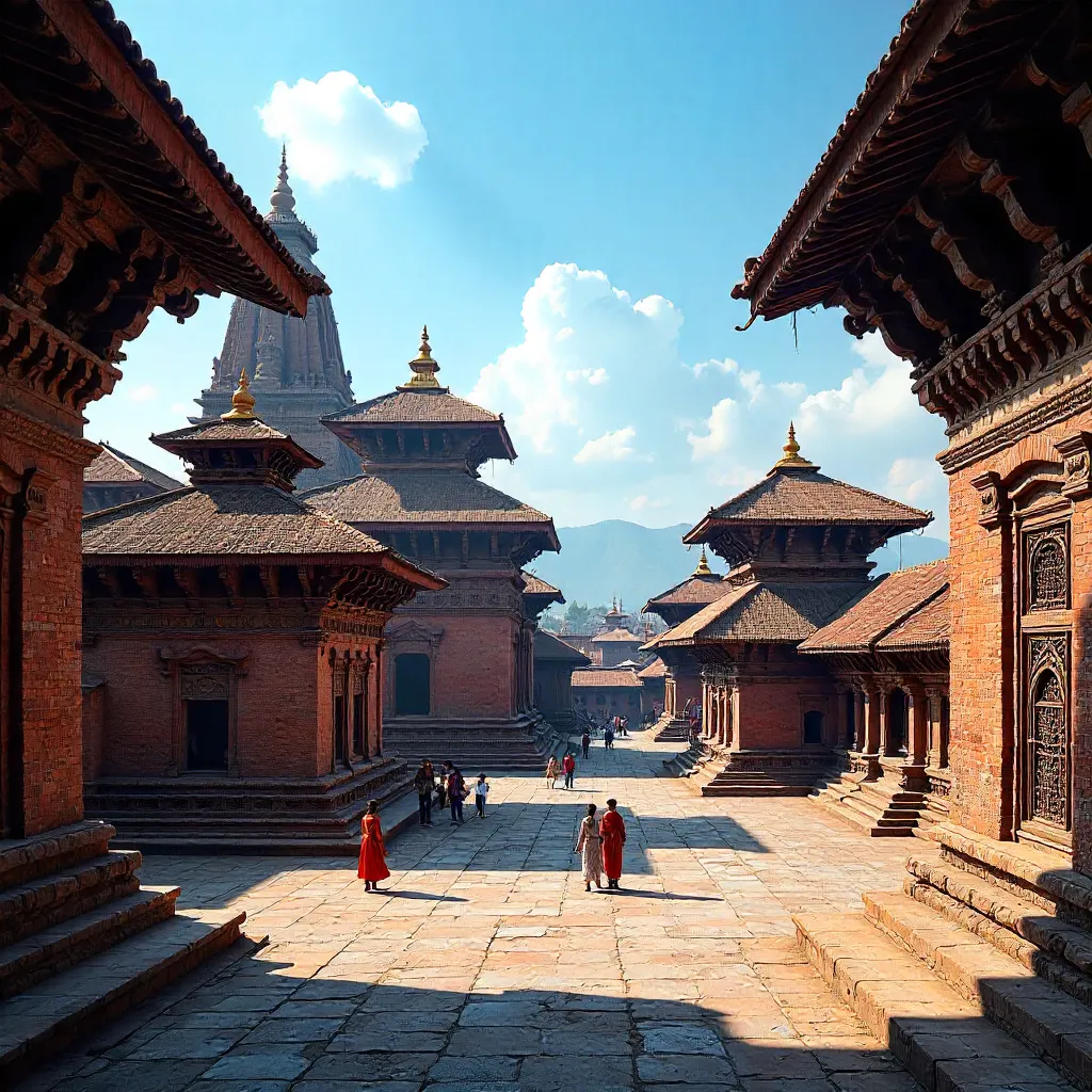Daylight Splendor of Patan's Historic Temple Architecture