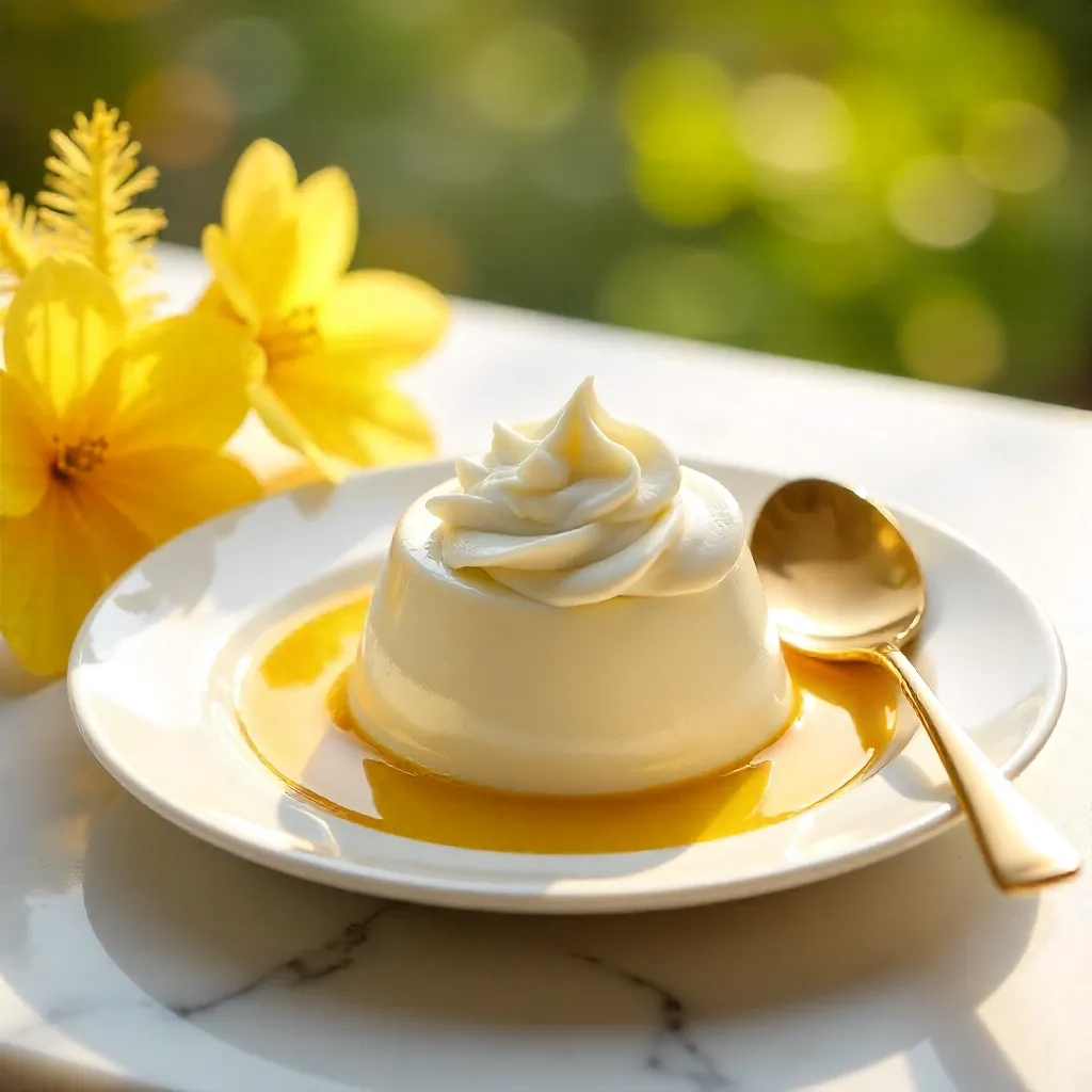 Golden Spoon with Mimosa Blossoms