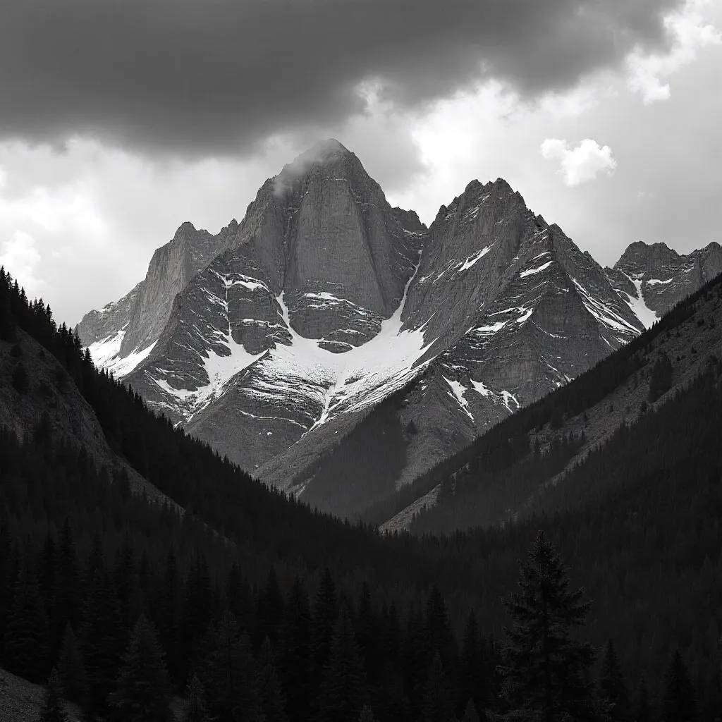 Dramatic Black-and-White Rocky Mountains, Colorado