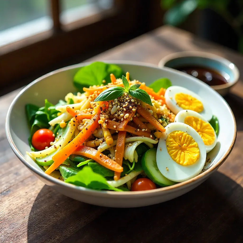 Vibrant Asian Fusion Salad with Baby Corn and Egg