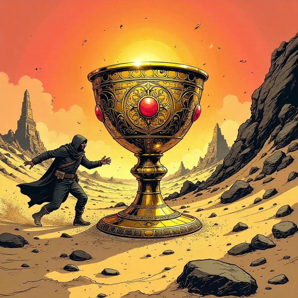 Golden Chalice in a Sandstorm — Comic Book Scene
