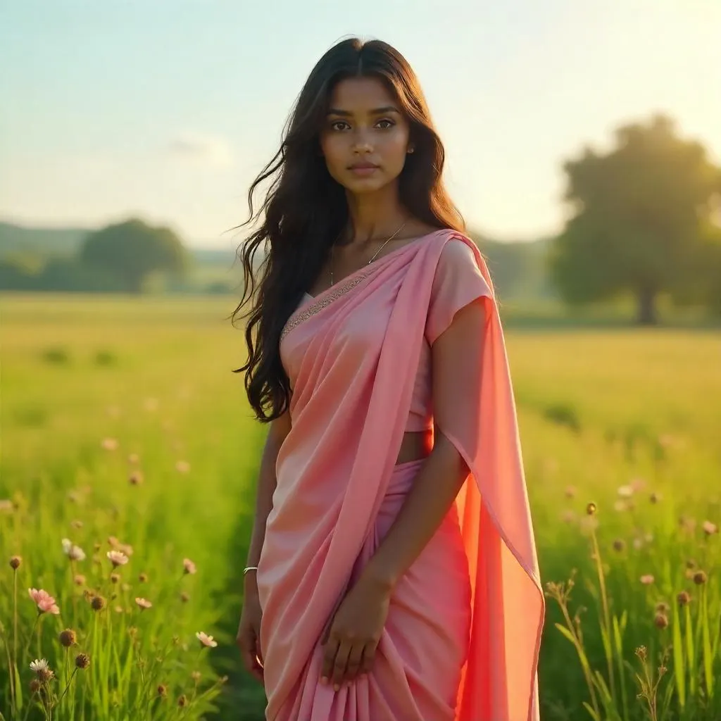 Meadow Breeze: 3D Render of a Young Indian Woman