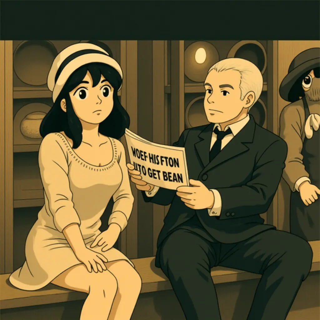 Malcolm McDowell and Bérénice Bejo in The Artist (2011) - Anime style