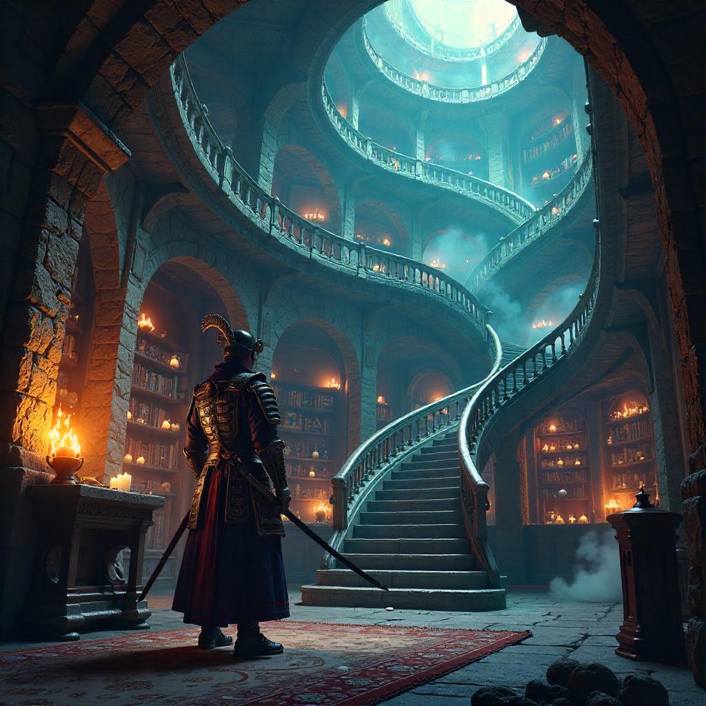 Samurai in an Arcane Wizard Tower - 3D Render