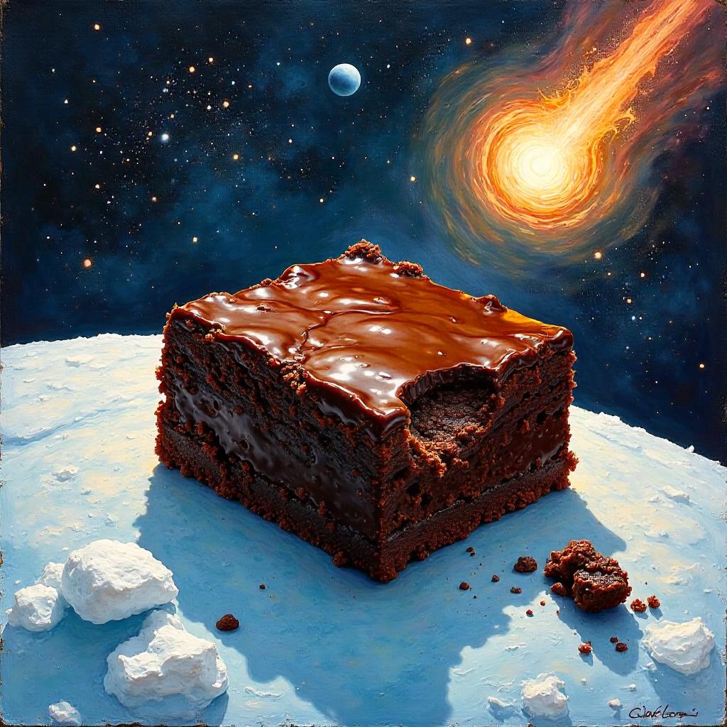 Brownie on a Comet: An Oil Painting