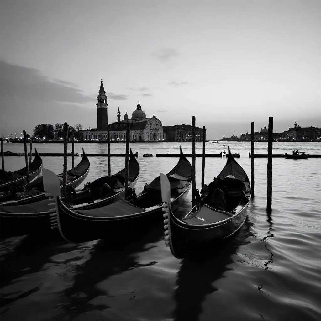 Timeless Gondolas against the Venice Skyline
