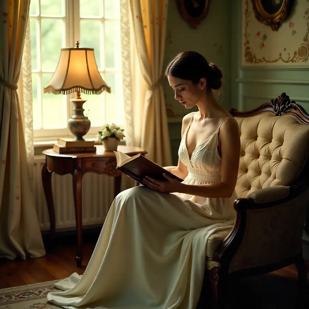 A Quiet Moment: Woman in White Reading