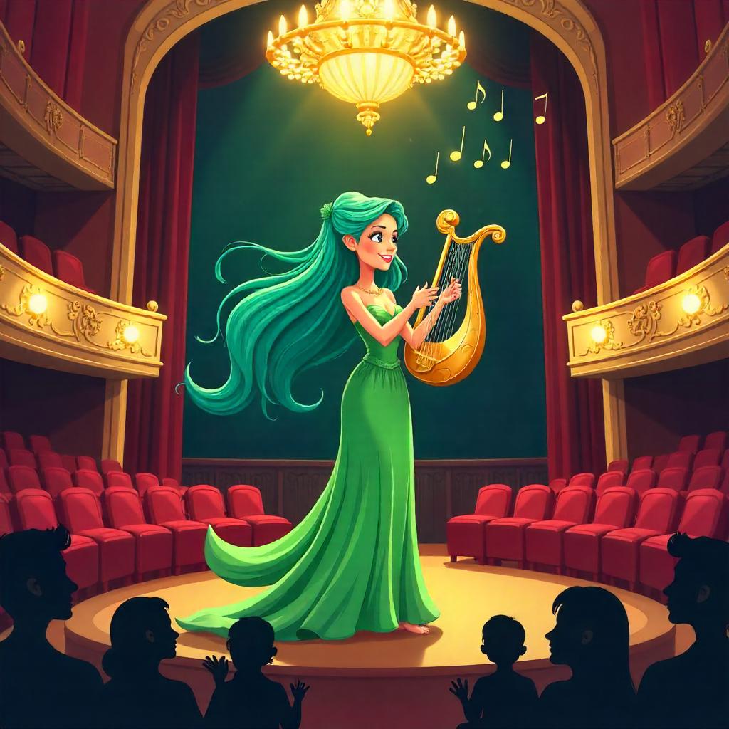 Cartoon Nymph Performs in Grand Concert Hall