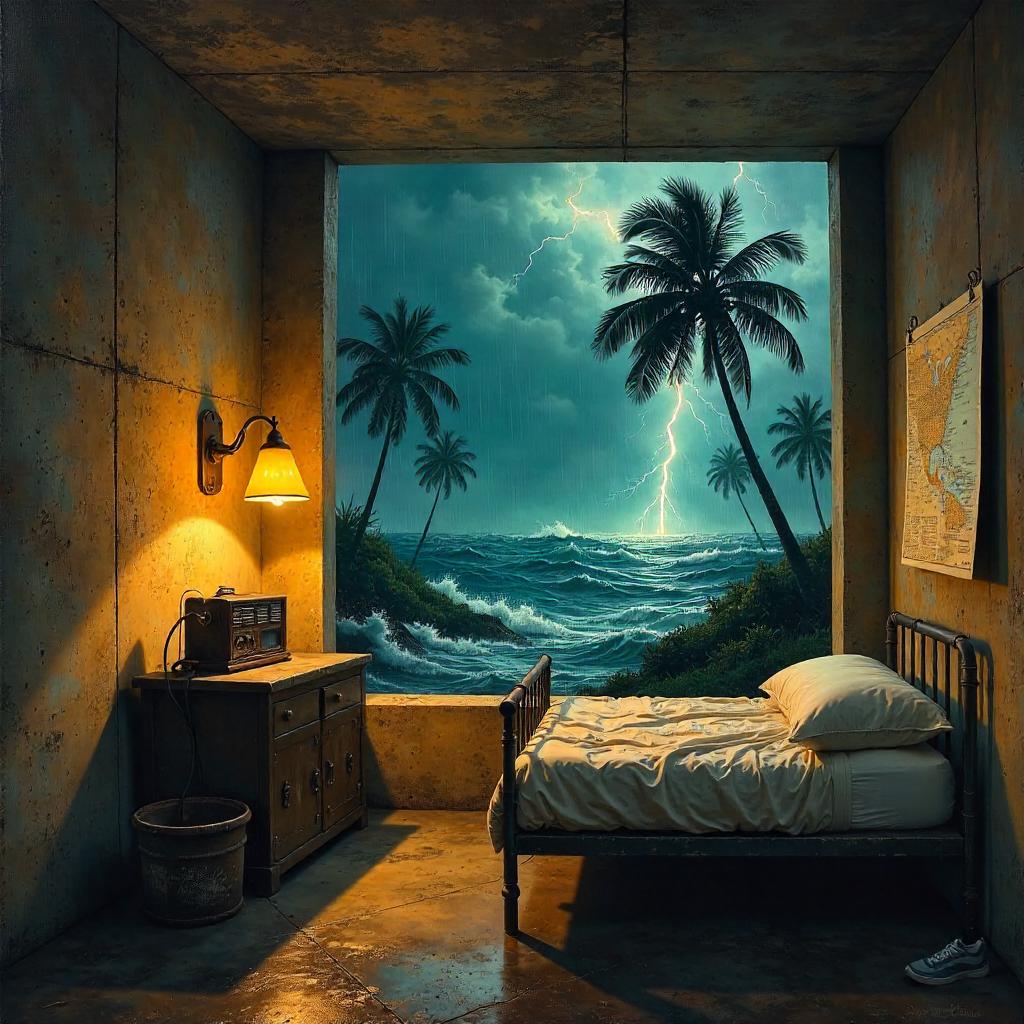Oil Painting: Hurricane Inside a Bomb Shelter