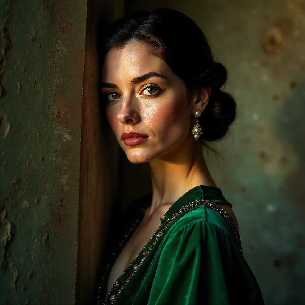 Elegance Behind the Wall: A Mysterious Portrait