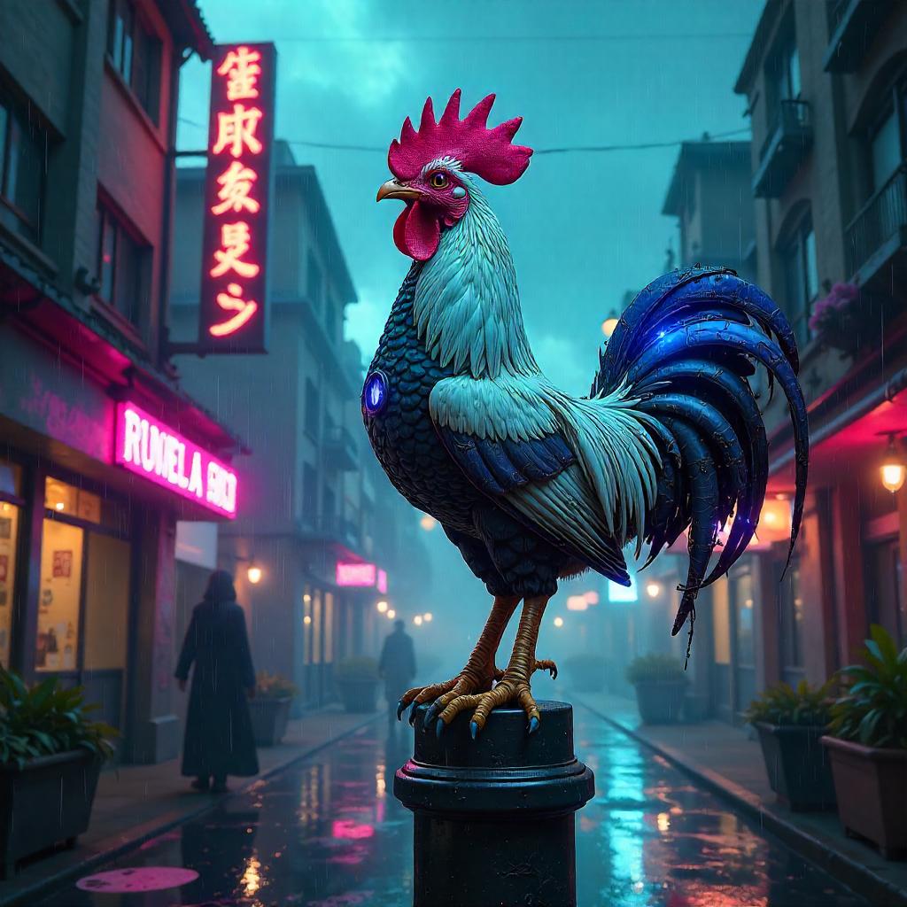 Neon Chick in a Magick-Circuit Realm