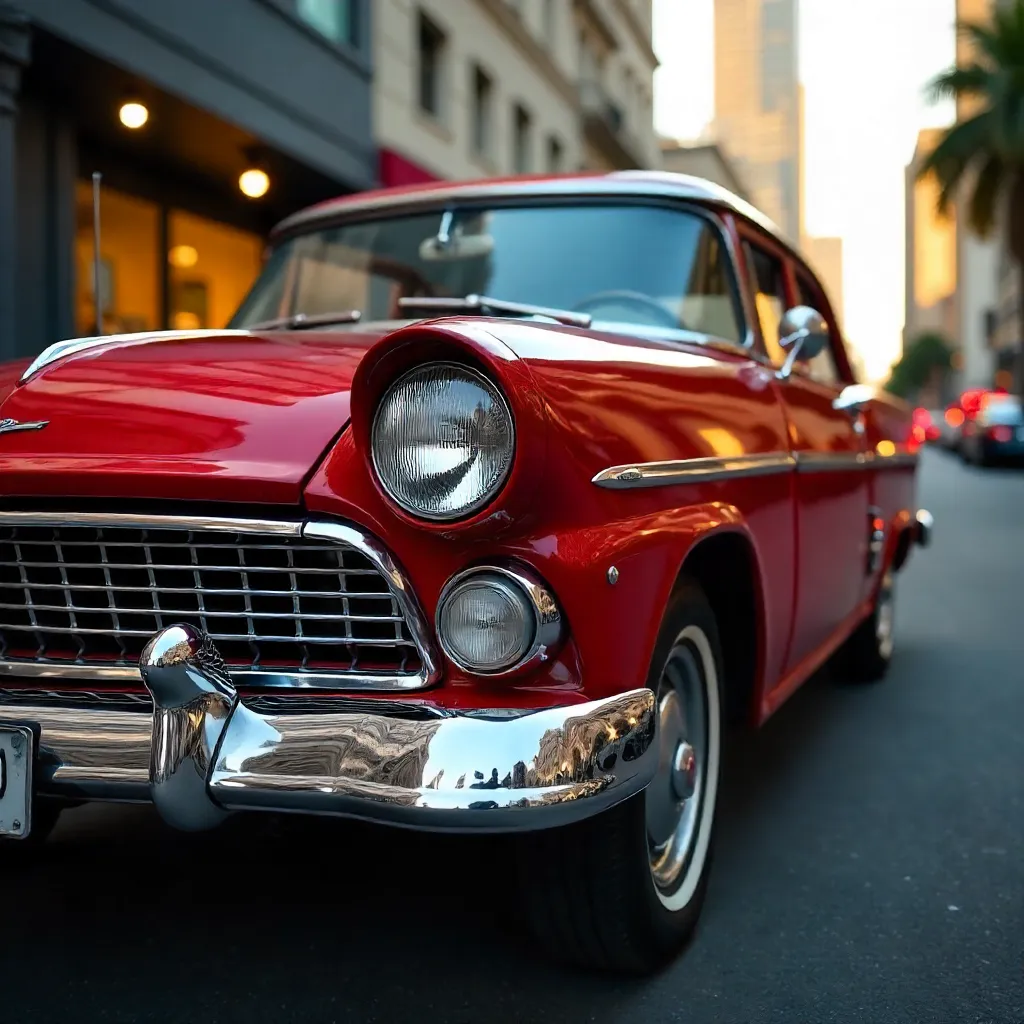 Red Ford Maverick Close-Up in São Paulo Chrome Shine