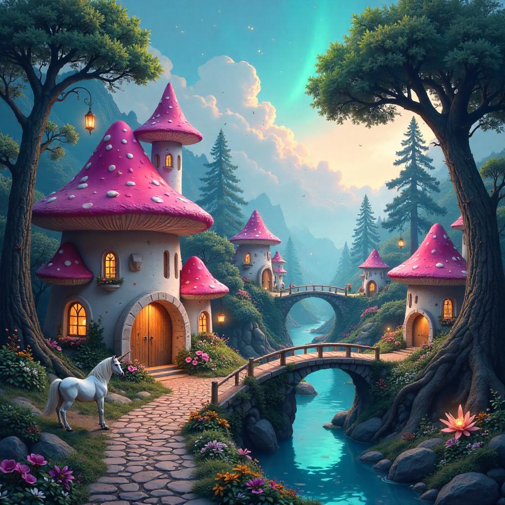 Fairy Wonderland Village in Dreamy Digital Art