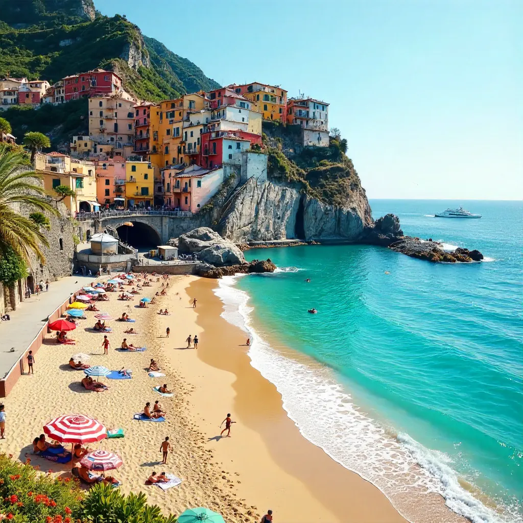 Vibrant Monterosso al Mare Beach Scene