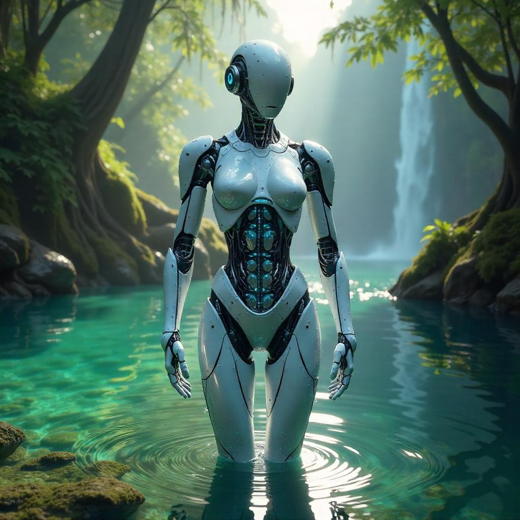 Android in a Hidden Lagoon - 3D Render