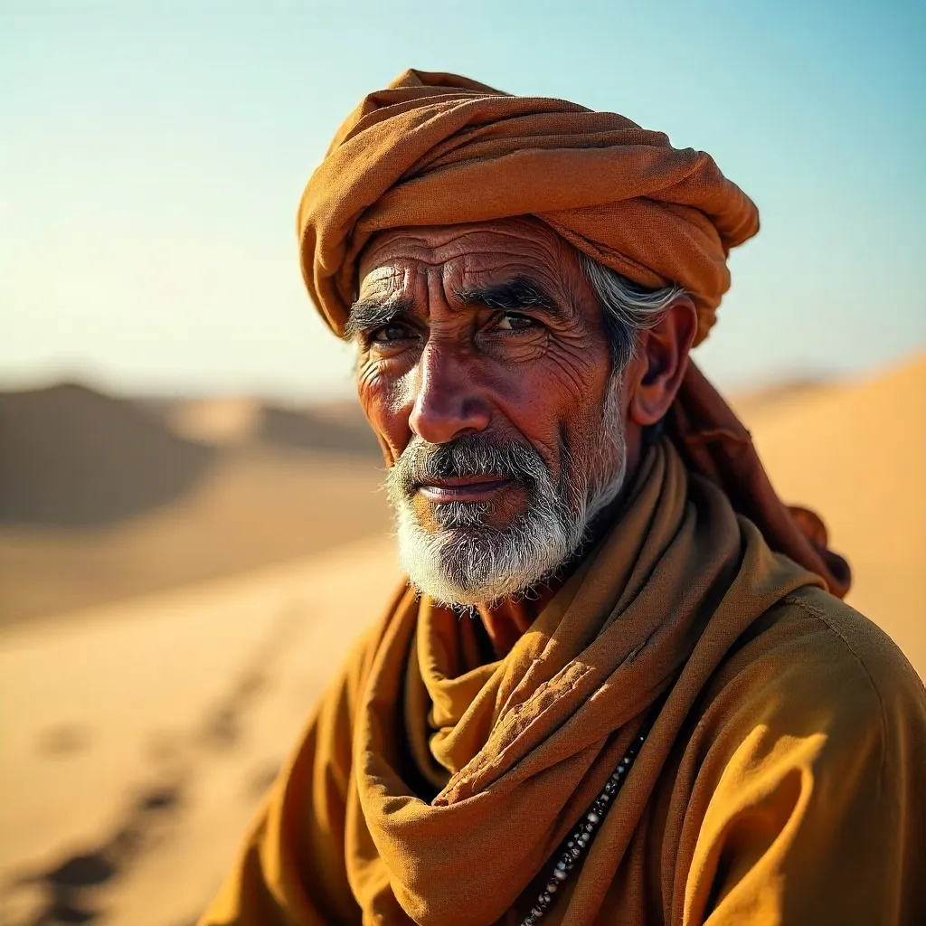 Portrait of an Elderly Nomad in Mhamid Desert