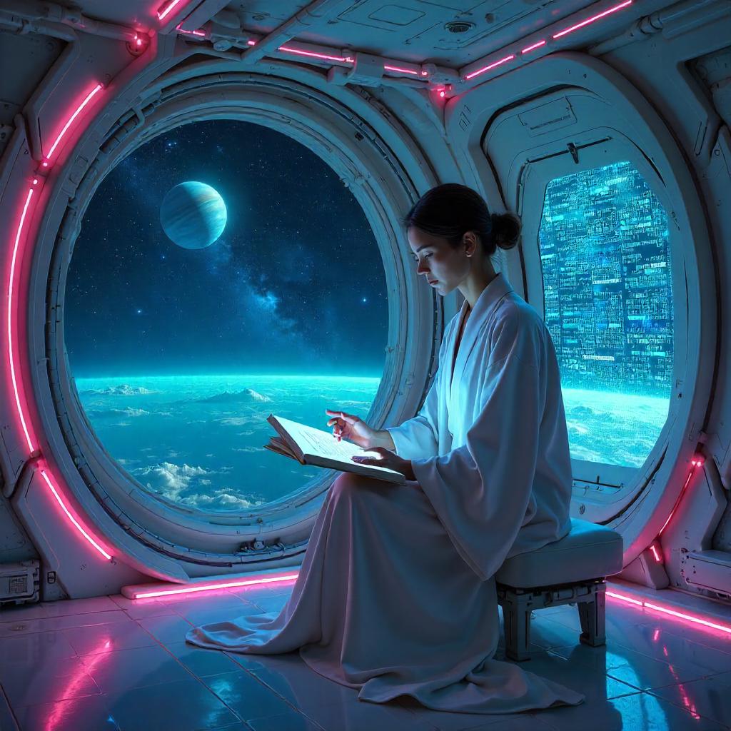 Scholarly Astronaut in a Space Colony — Digital Art