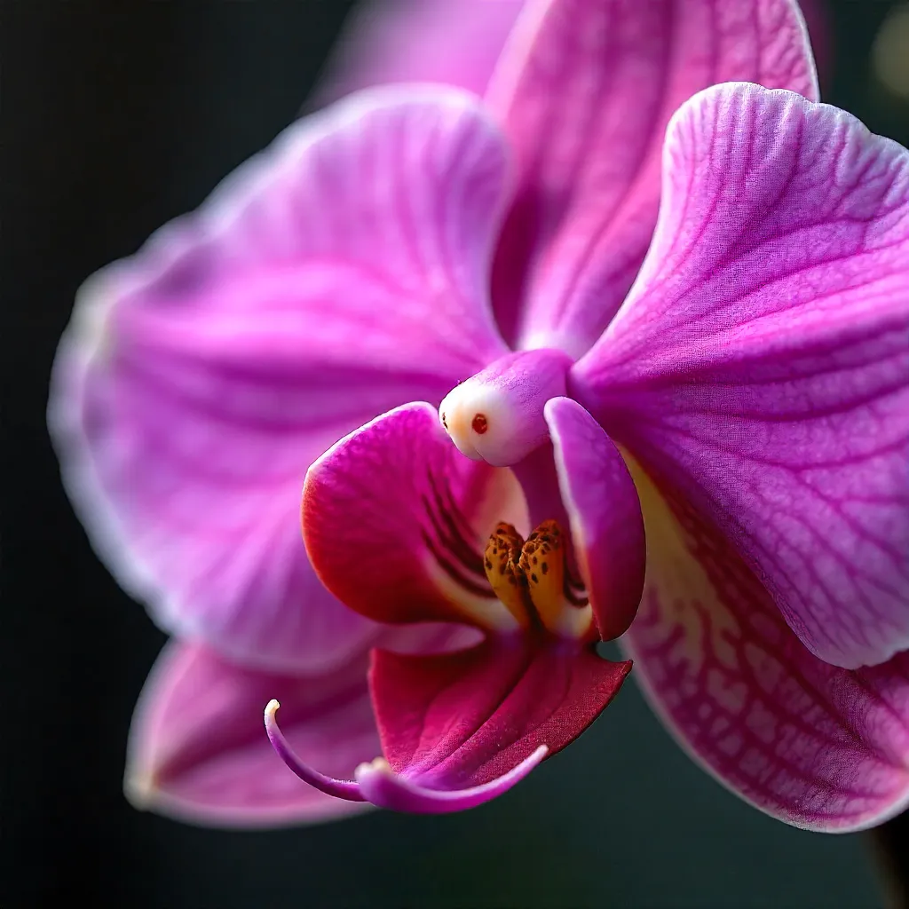 Hyper-Real Close-Up: Vibrant Pink Orchid Details