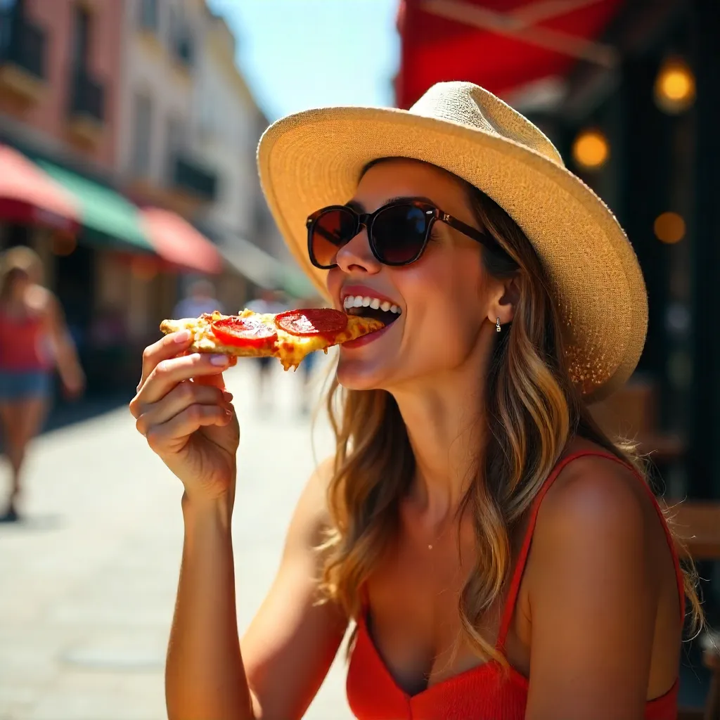 Sunny Day Slice: Woman in Hat and Sunglasses