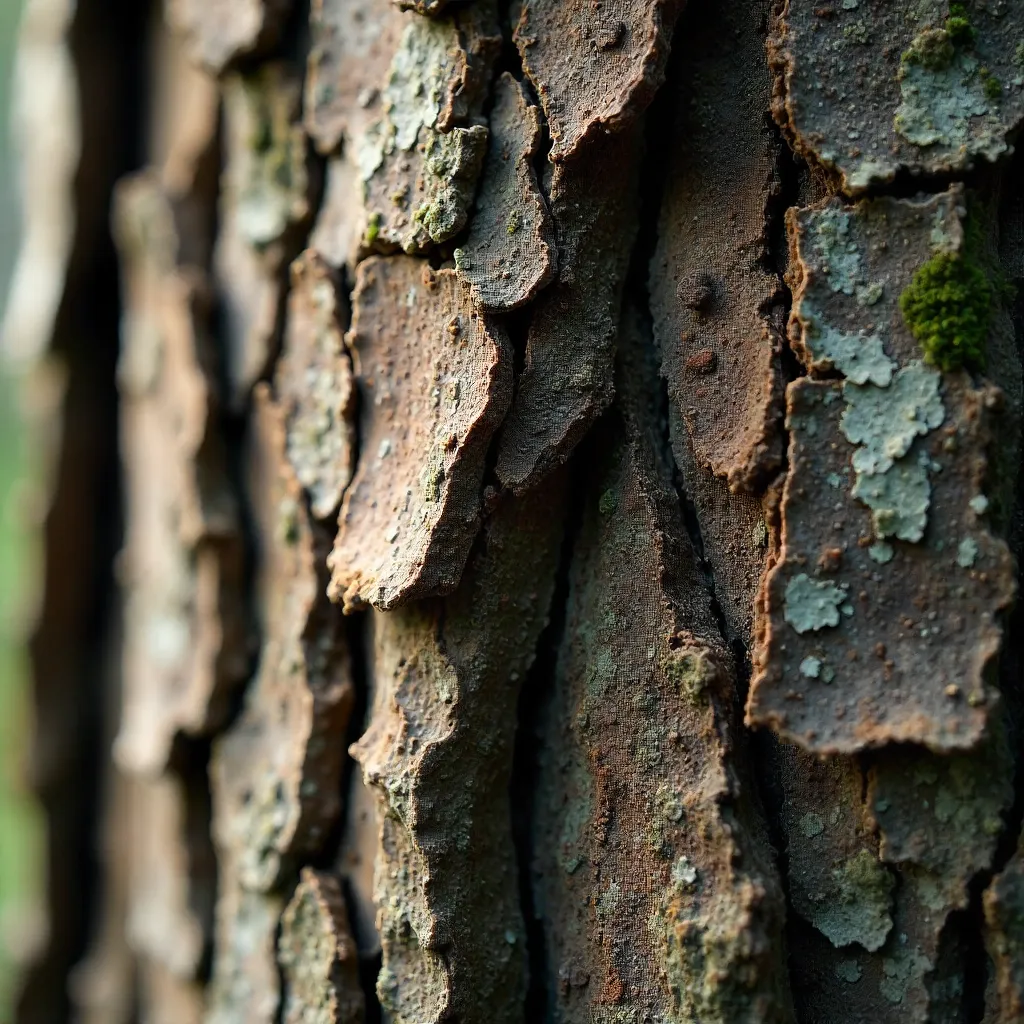 Hyper-detailed macro of tree bark textures and abstract patterns