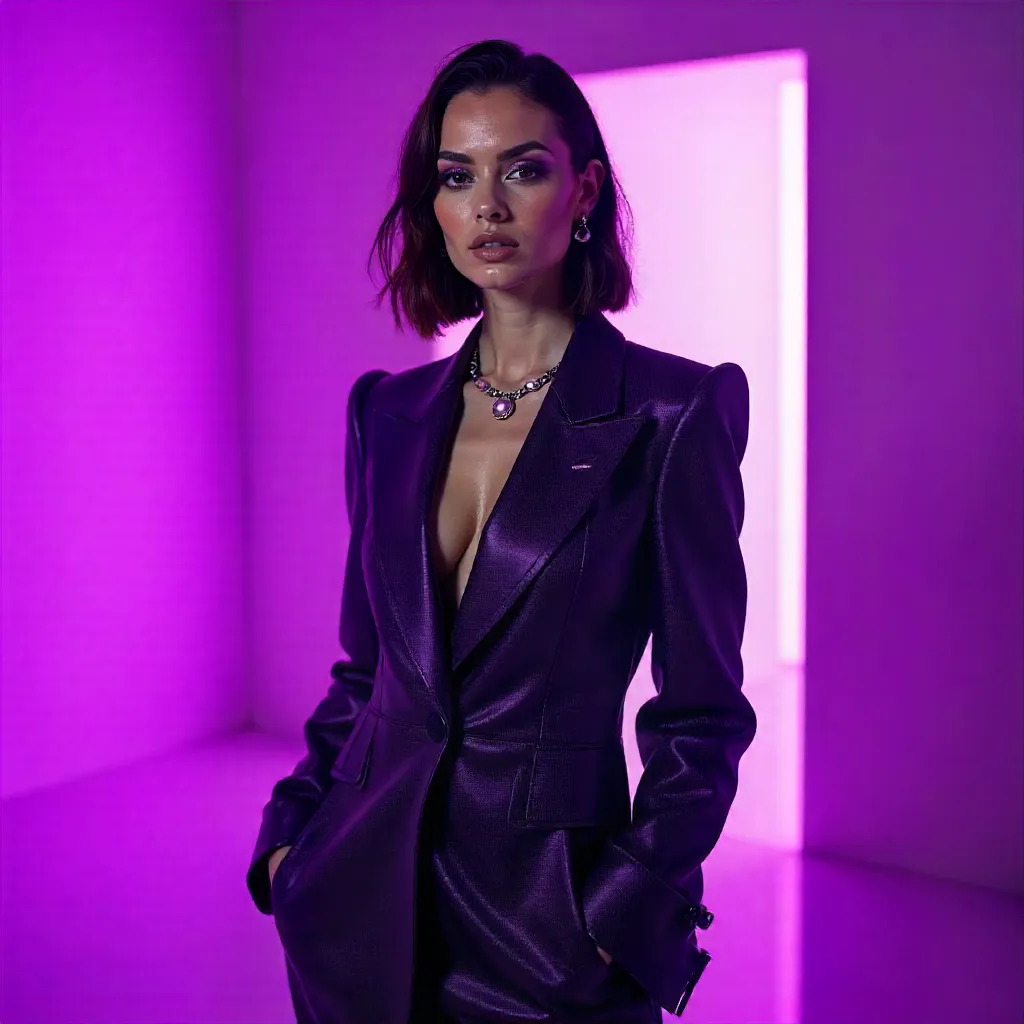 Purple-lit Modern Fashion Portrait
