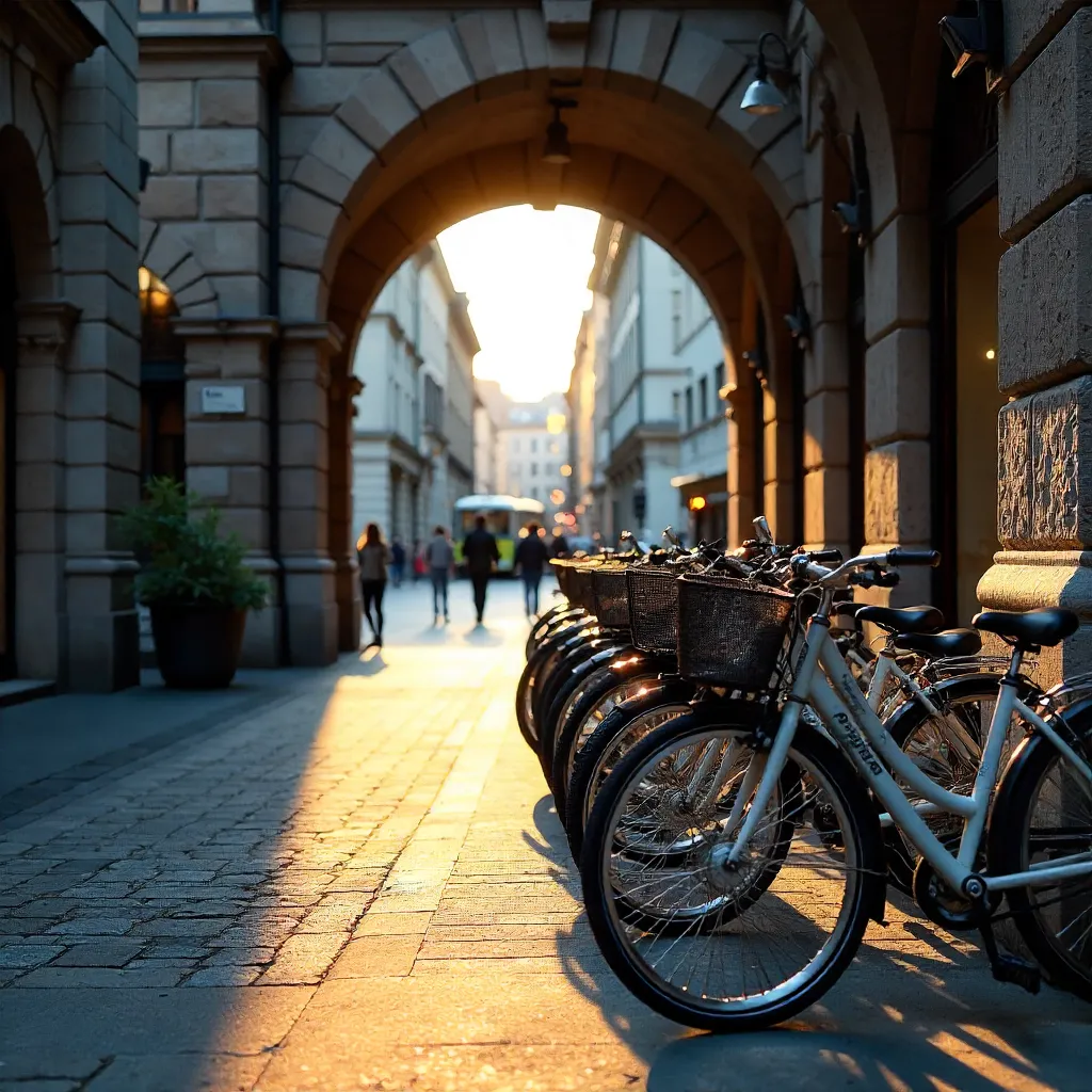 Bicycles Under Zürich's Elegant Archway