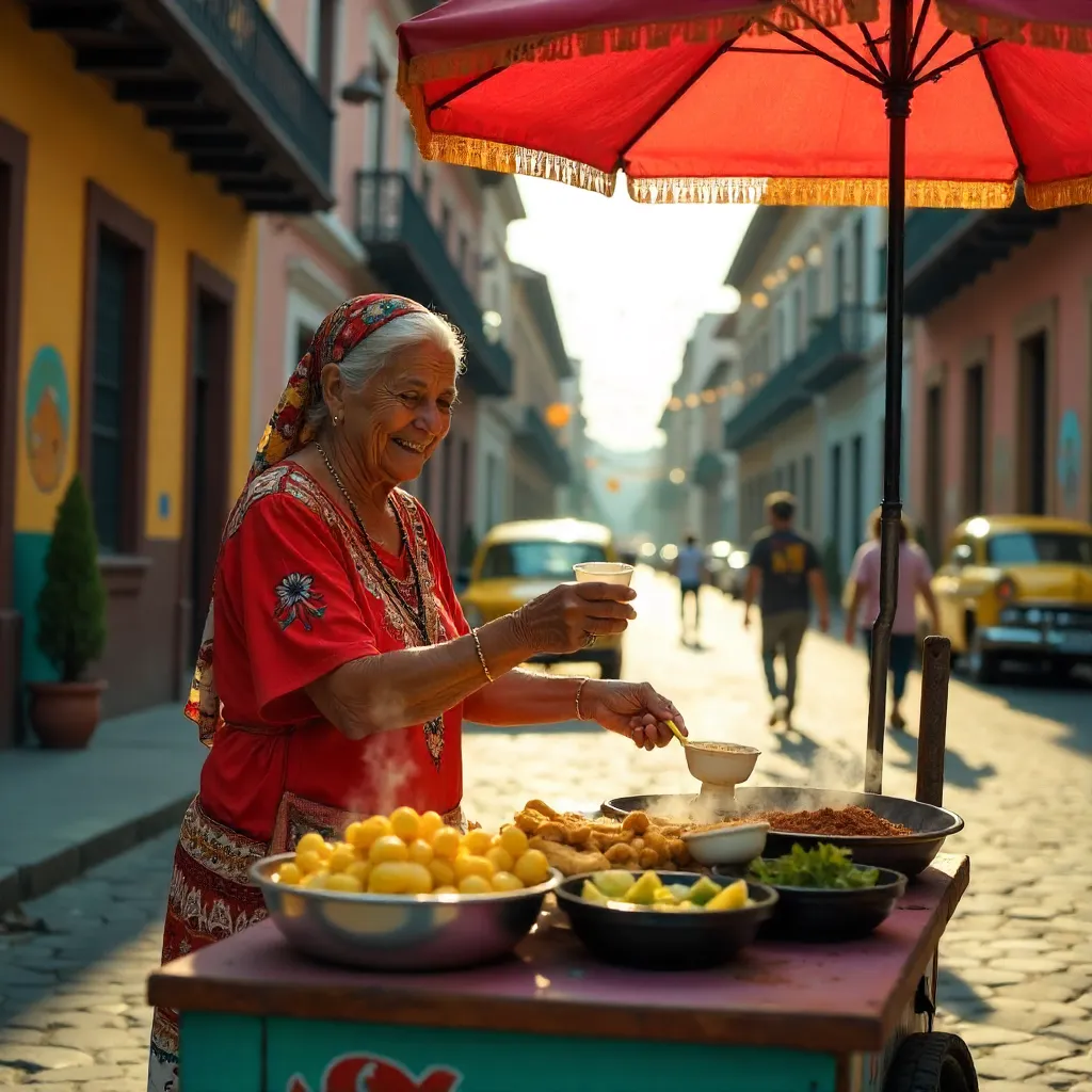 Golden Hour in Mexico City: Elderly Snack Vendor