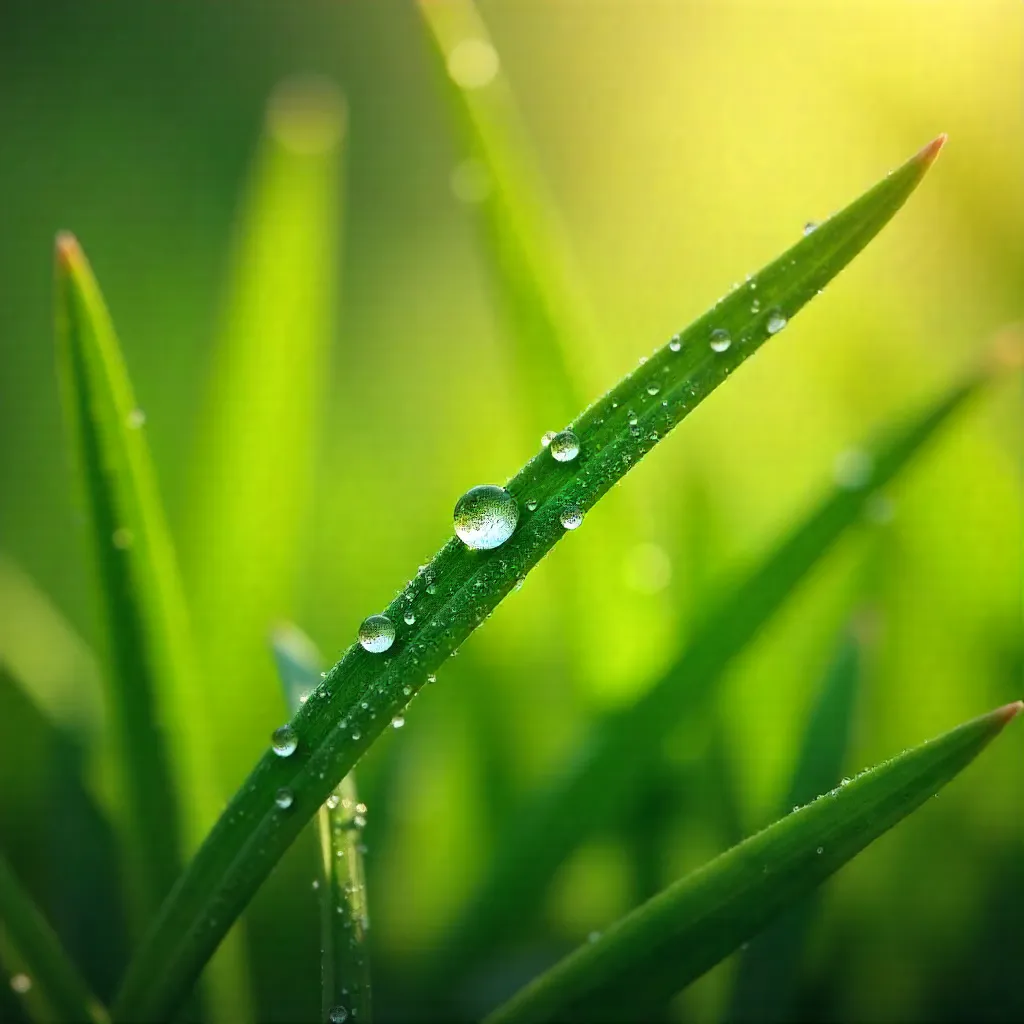Dew-Kissed Grass: Macro Morning Light