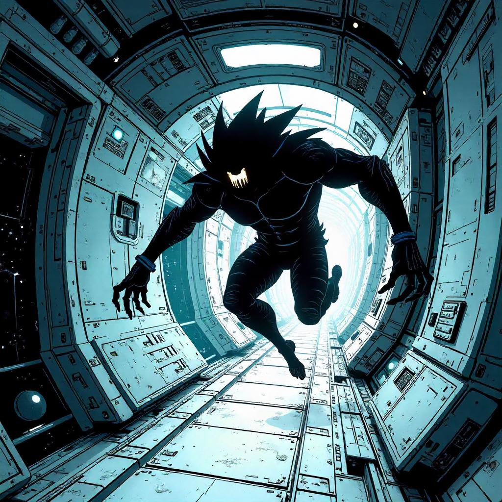 Zero-G Shadow: A Comic Book Creature in Space