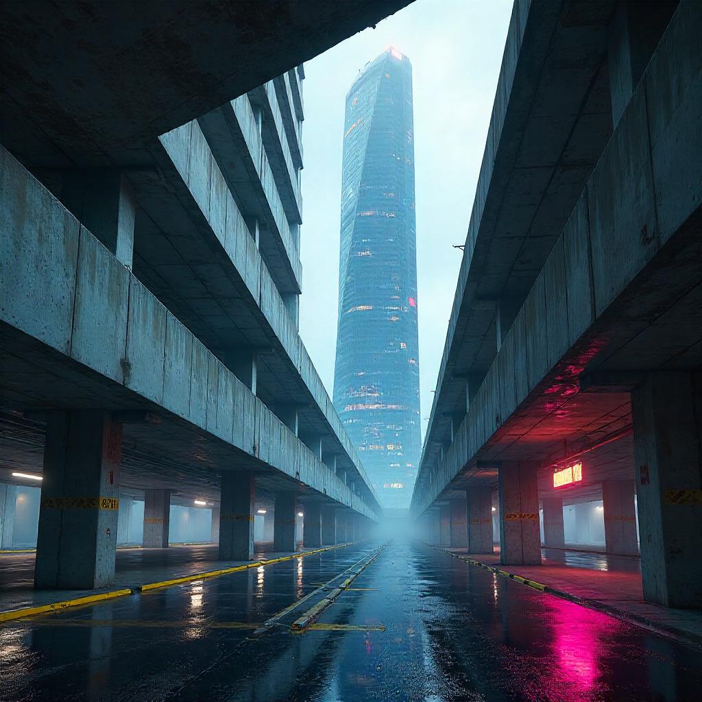 Skyscraper Rising from a Parking Garage — Concept Art