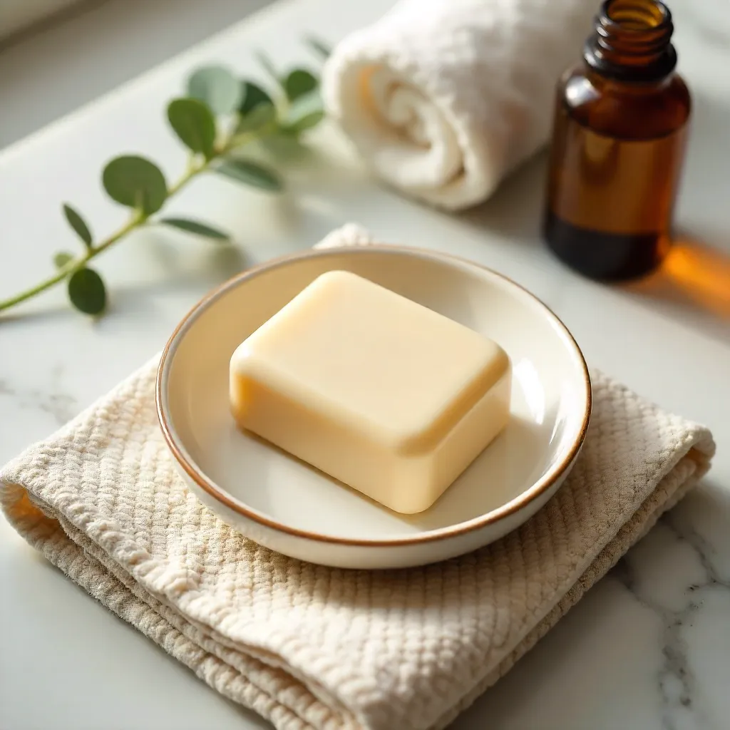 Top-Down Spa Soap Dish on Textured Towels