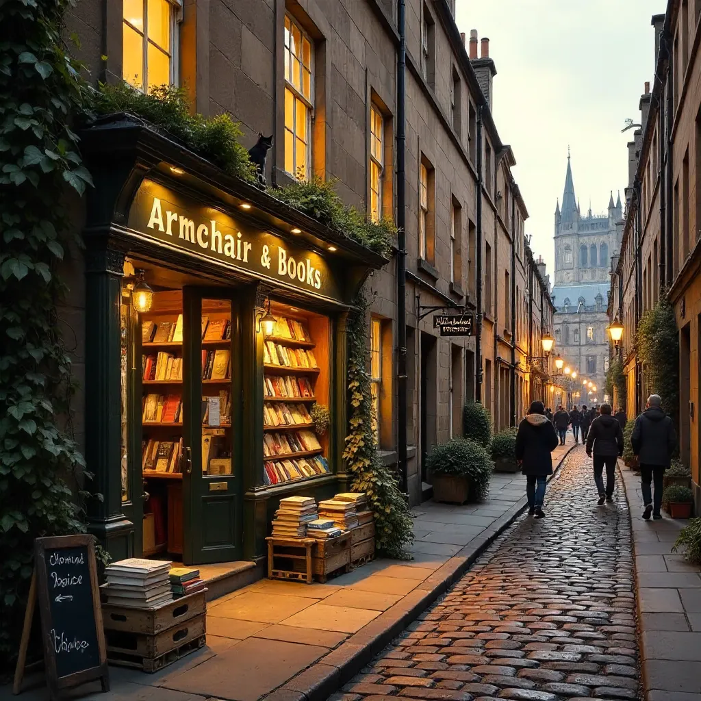 Charming Armchair Books on an Edinburgh Street