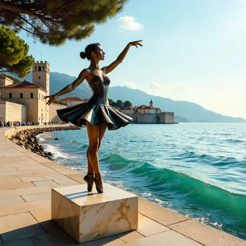 Ballet Statue by the Adriatic: Budva's Historic Backdrop