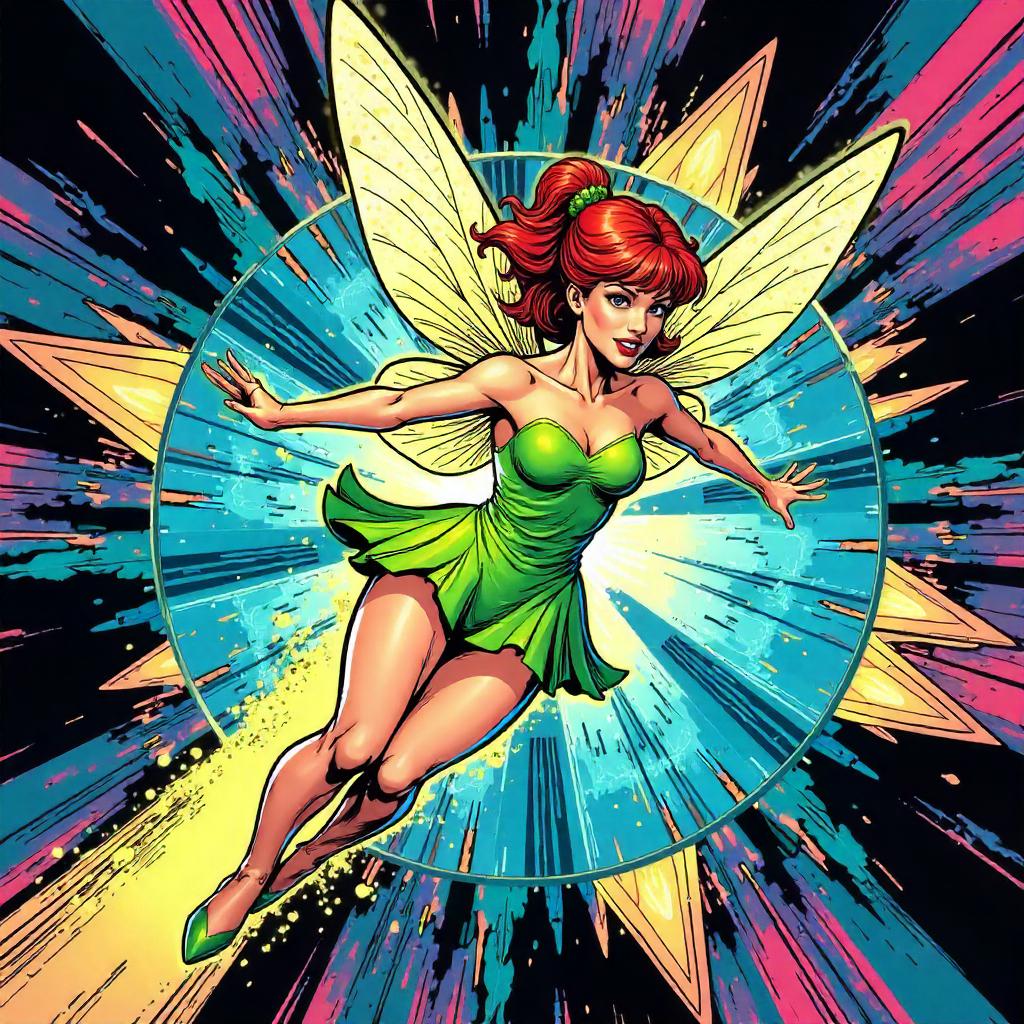Kaleidoscopic Pixie: A Vibrant Comic Burst