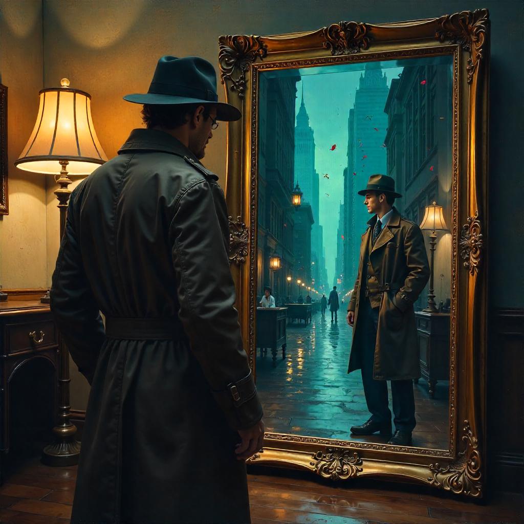 Detective in a Mirror-Dimension (Oil Painting)