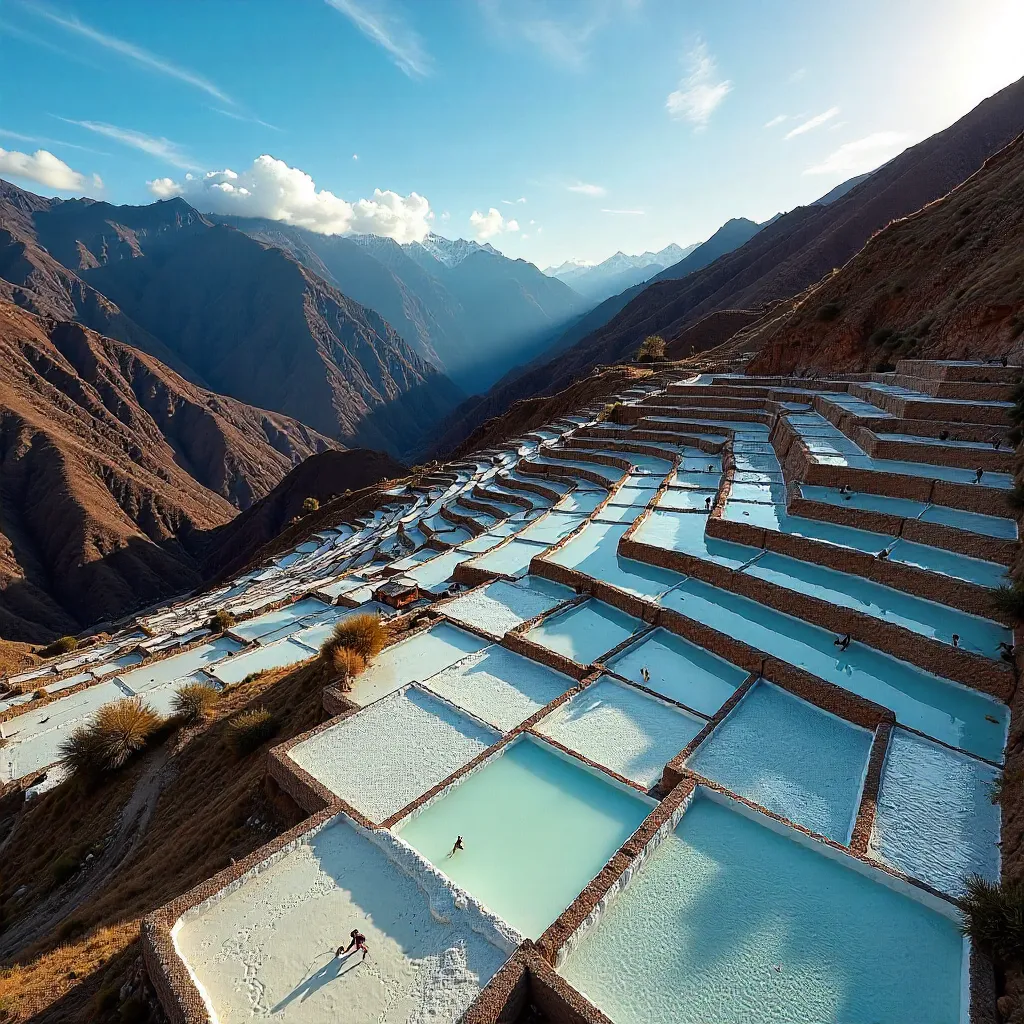 Aerial Maras Salt Ponds in the Andes