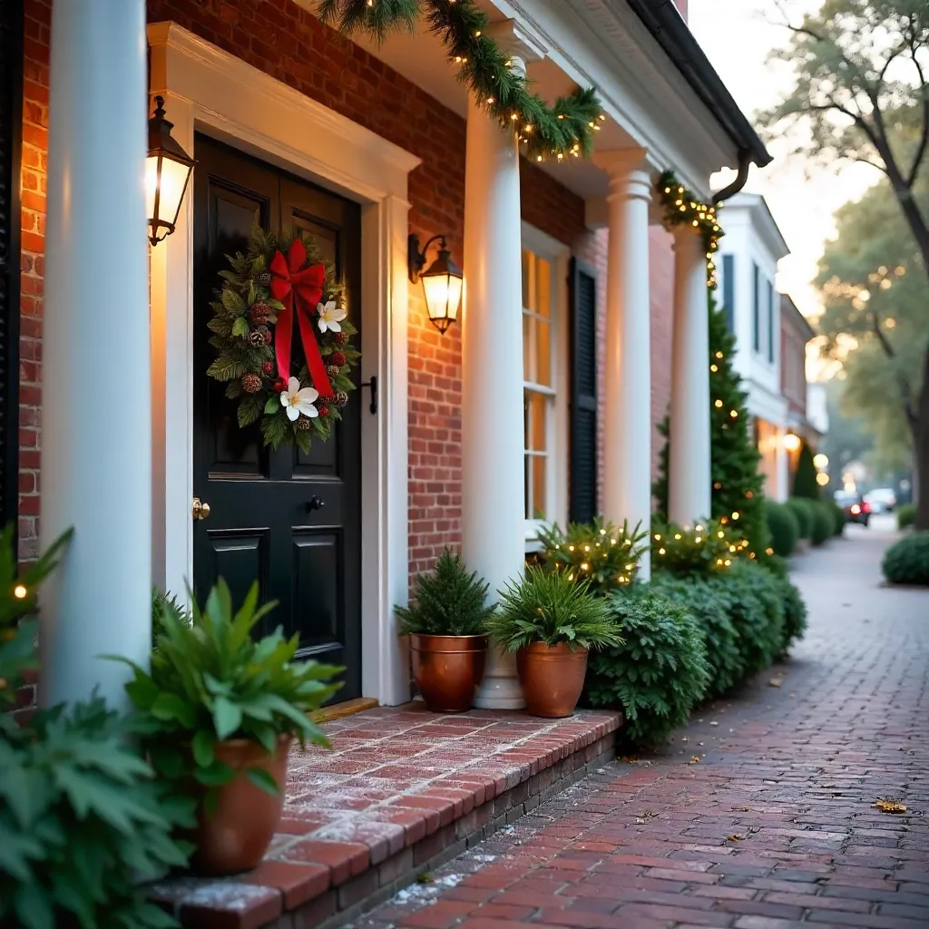 Charleston Style Entry with Festive Christmas Wreath