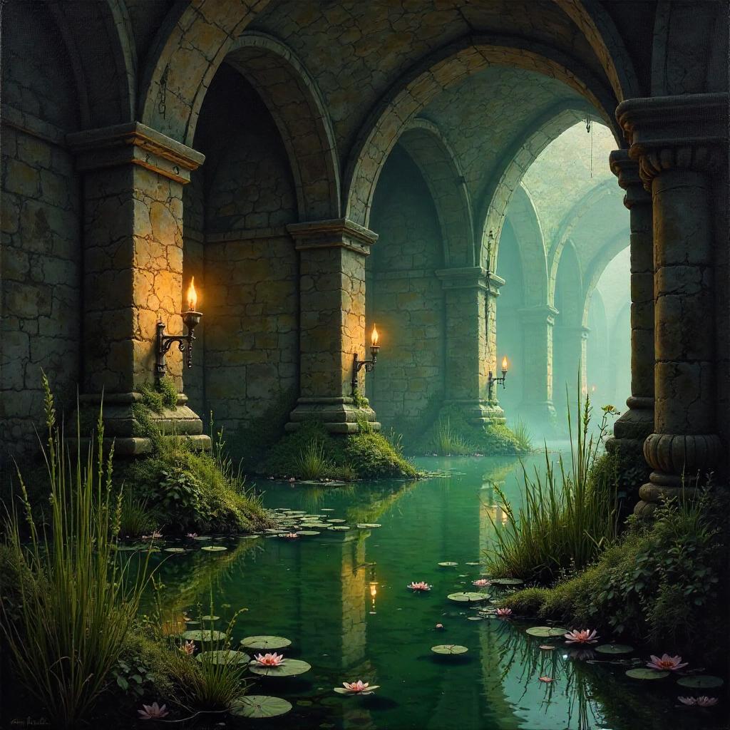 Marsh in a Castle Dungeon: An Oil Painting