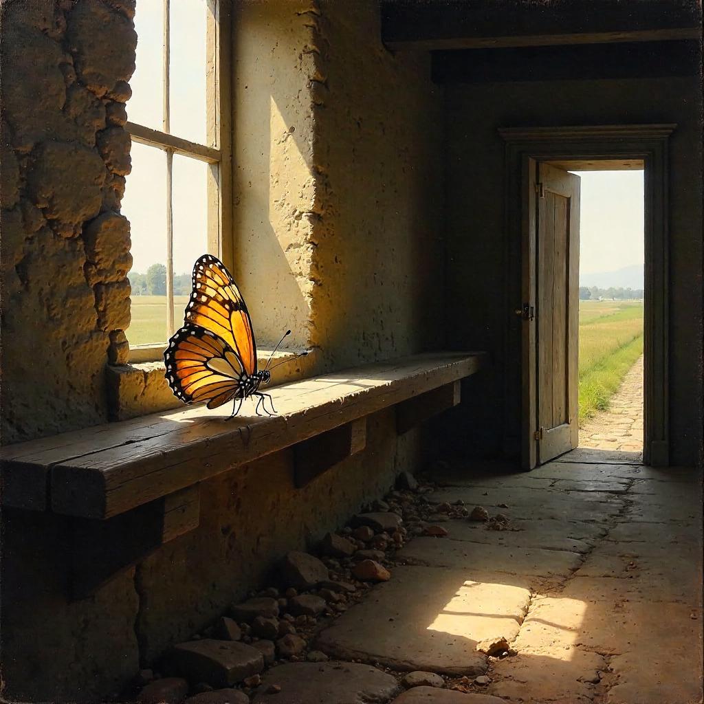 Butterfly in a Windmill: An Oil Painting
