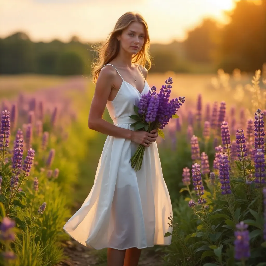 Lupine Bouquet in a Summer Field