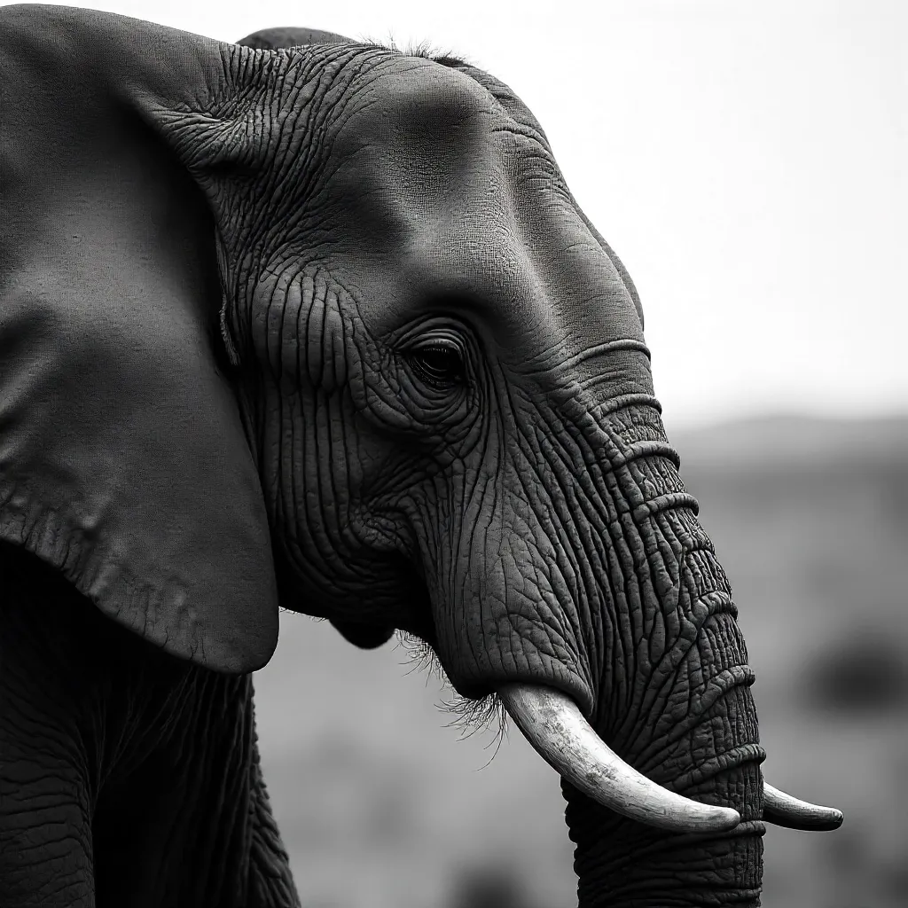 Arusha Close-Up: Monochrome Elephant Portrait