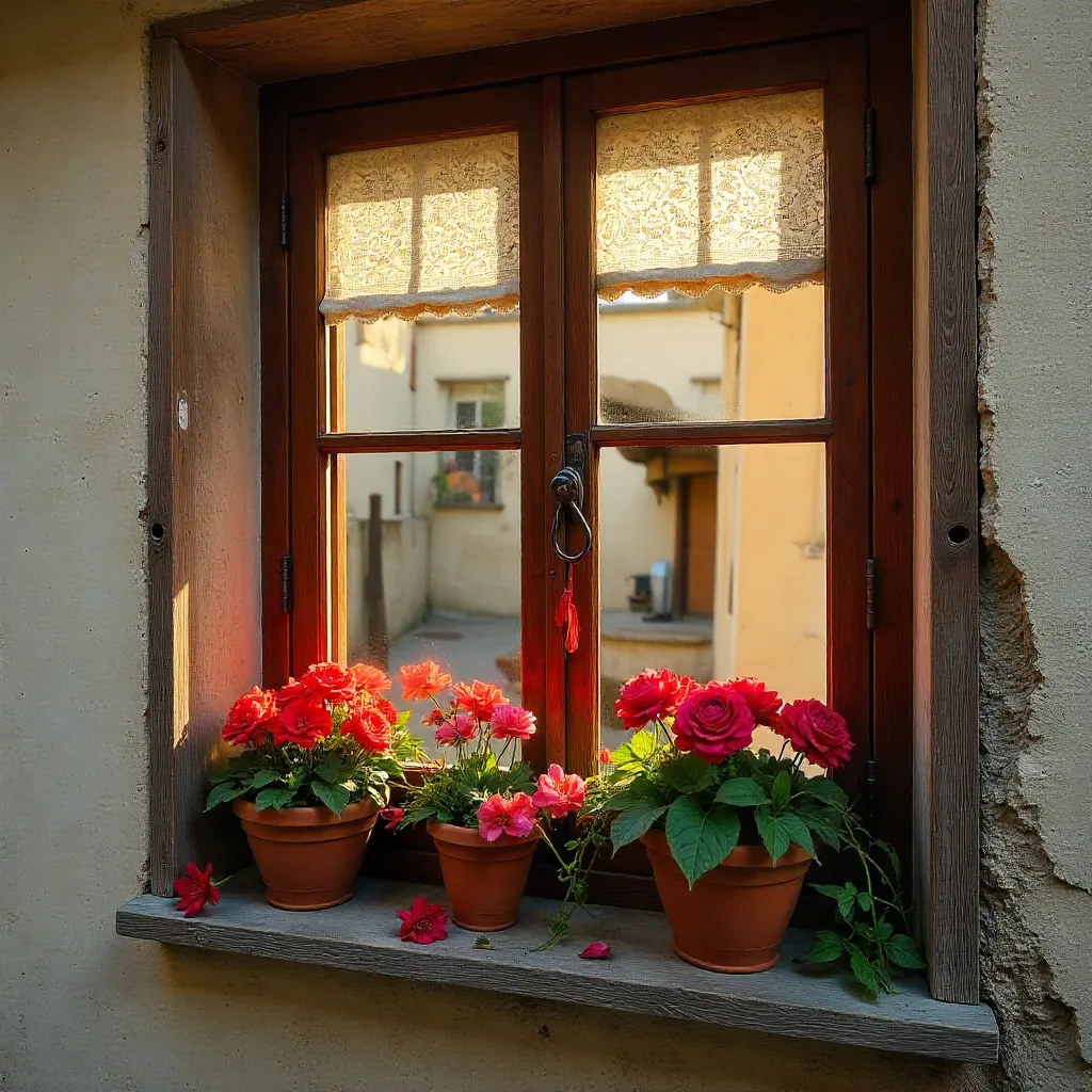 Vibrant Floral Window in Tokat, Türkiye